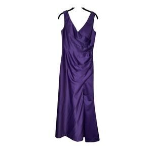 Mingda's Dress Purple Sleeveless Ruched V-Neck Prom Formal Special Occasion